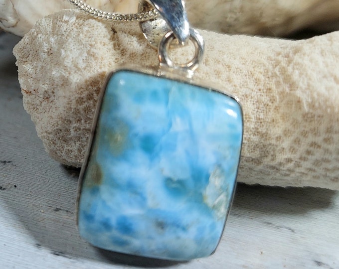 Larimar Pendant, Larimar Sterling Silver Pendant, Handmade Larimer Sterling Silver Pendant, Statement Pendant, Boho Pendant GC58