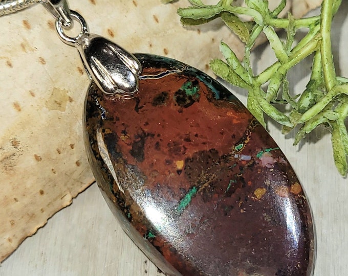 Zarinite Pendant, Zarinite Sterling Silver Pendant, Oval Zarinite Pendant, Statement Pendant, Gift for Her, Zarinite Handmade Pendant, HC05
