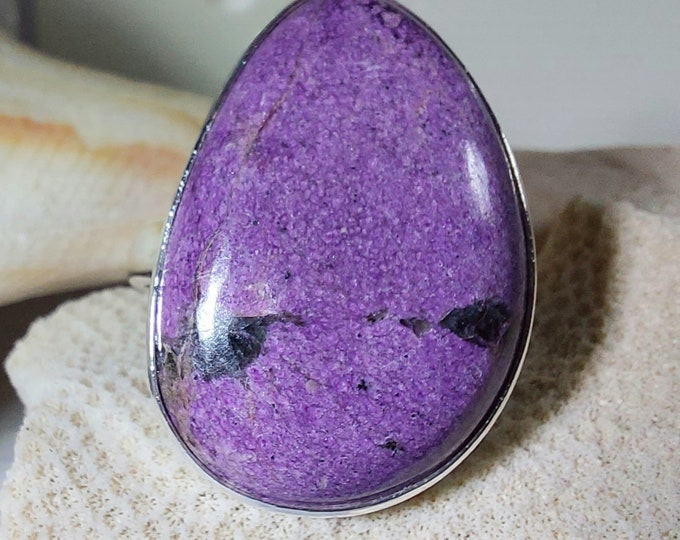 Natural Premium Grade Stichtite Sterling Silver Ring, Boho Ring, Statement Ring; Handmade Ring, Premium Grade Stichtite, Ring Size 9 GP