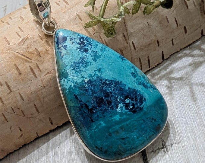 Natural High Quality Shattuckite .925 Sterling Silver Pendant Shattuckite in Sterling Pendant HS11