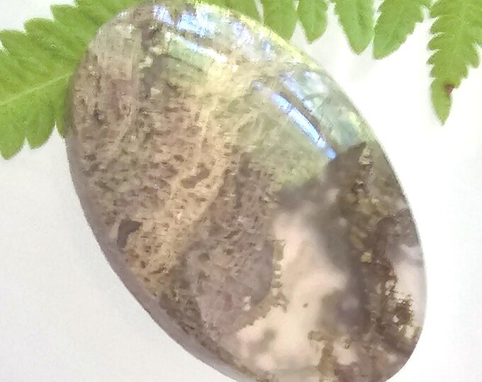 Moss Agate , Handmade Moss Agate Cabochon Sterling Silver Gift for Her, FM21
