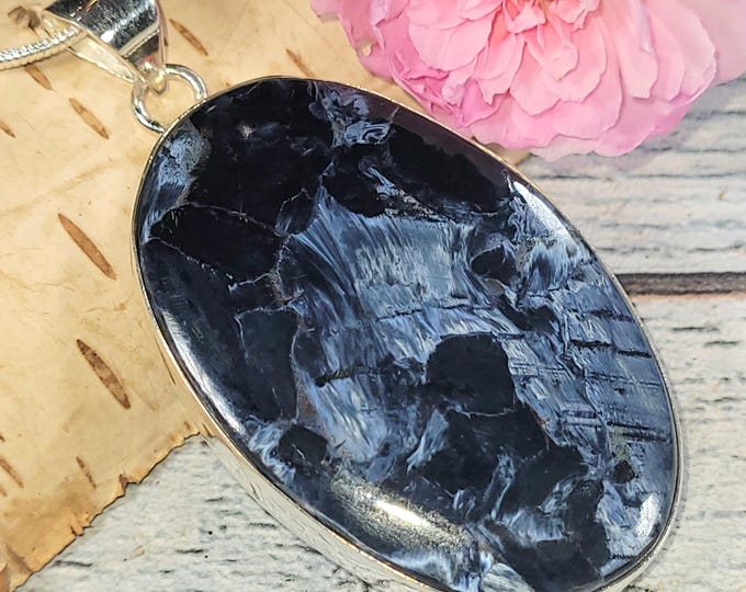 Handmade Pietersite Sterling Silver Pendant: Statement Jewelry JV04