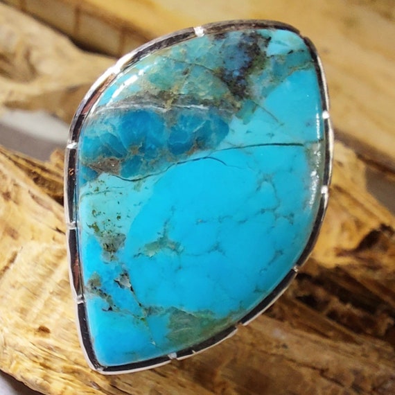 キングマン ターコイズ スターリングシルバー リング - ボヘミアン