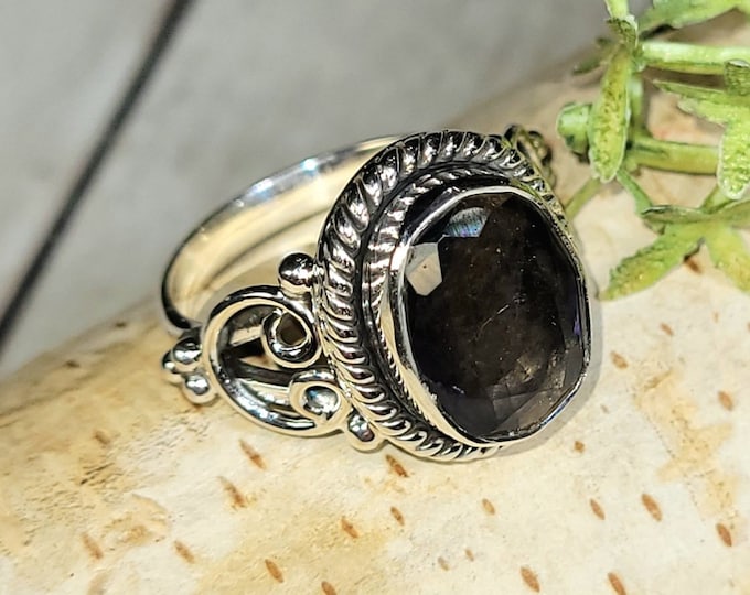 Iolite Ring, Iolite Sterling Silver Ring, Handmade Iolite Sterling Silver Ring Size 6.5, Statement Iolite Ring, Gift for Her, HE