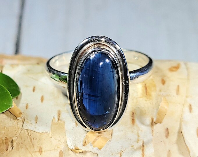 Natural Excellent Quality Oval Kyanite .925 Sterling Silver Ring Size 8 4 Grams 11/16" x 7/16" AB06