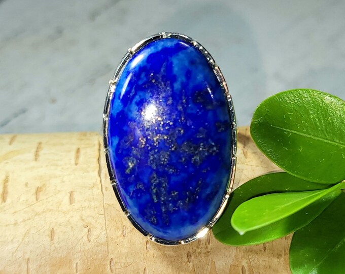 Lapis Lazuli Ring, Lapis Lazuli Sterling Silver Ring, Handmade Lapis Sterling Silver Ring, Size 9, Statement Ring, Gift for Her, FG10