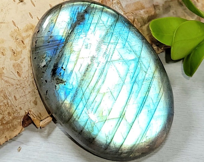 Natural Premium Multi-Flash Labradorite Oval Cabochon 70ct 40mm x 28mm Wire Wrapping, Weaving or Pendant, Collector AS37