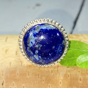 Lapis Lazuli Ring, Lapis Lazuli Sterling Silver Ring, Handmade Lapis Sterling Silver Ring, Size 9.25, Statement Ring, Gift for Her, FH
