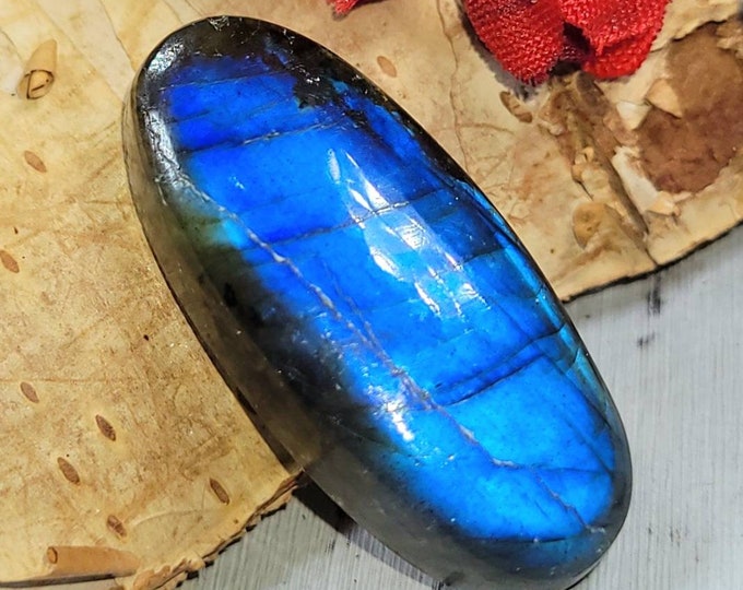 Natural Premium Blue Flash Labradorite Oval Cabochon 25ct 28mm x 12mm Wire Wrapping, Weaving, Pendant, Collector DC16