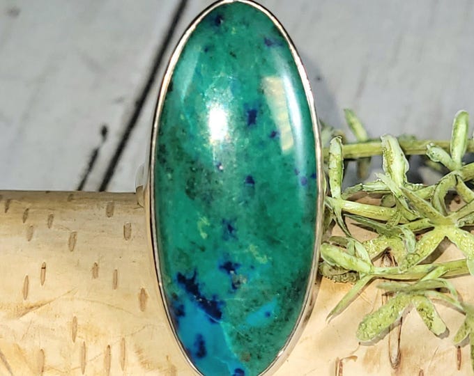 Natural Premium Grade Blue Gemstone Ring, Handmade Shattuckite Sterling Silver Ring Size 6.5, Boho Ring, Shattuckite Ring, HN