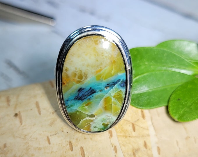 Natural Rare Multi Color Opalized Wood Oval Handmade .925 Sterling Silver Ring Size 6.5 Genuine AAA Grade Opalized/Petrified Wood Ring