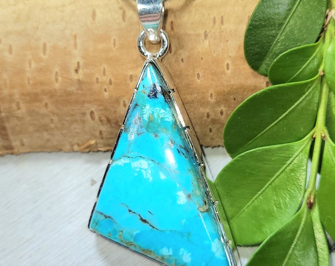 Turquoise Pendant, Sterling Silver Turquoise Pendant, Arizona Turquoise, Kingman Turquoise Pendant, Boho Pendant, Statement Pendant  FU03