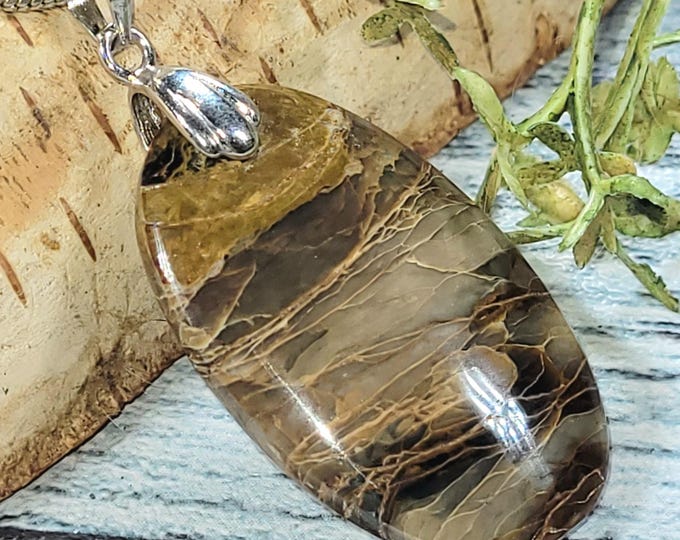 Common Opalized Agate Pendant, Common Opalized Agate Sterling Silver Pendant, Handmade Pendant, Statement Pendant, Gift for Her, HT29
