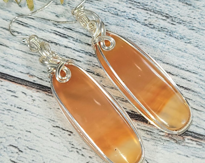 Sterling Silver Wire Wrapped Carnelian Earrings: Handmade Statement Jewelry