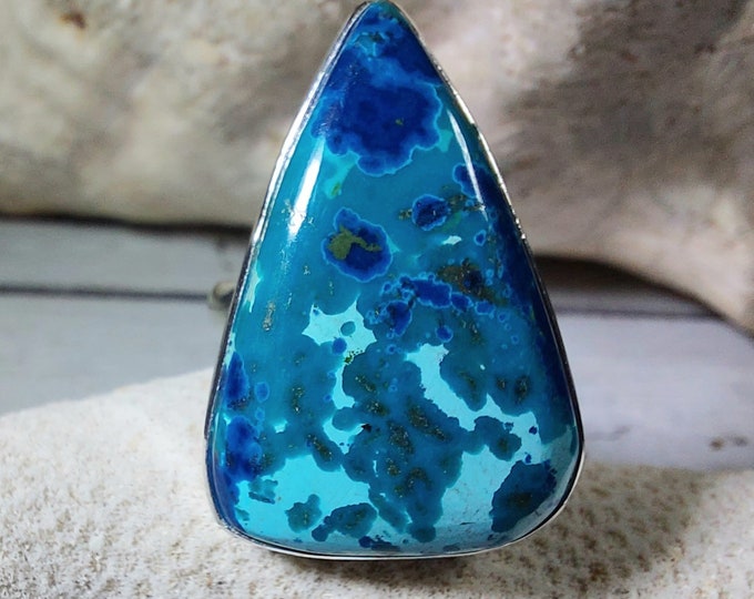 Natural Premium Grade Mesmerizing Shattuckite Handmade .925 Sterling Silver Ring Size 7 GL
