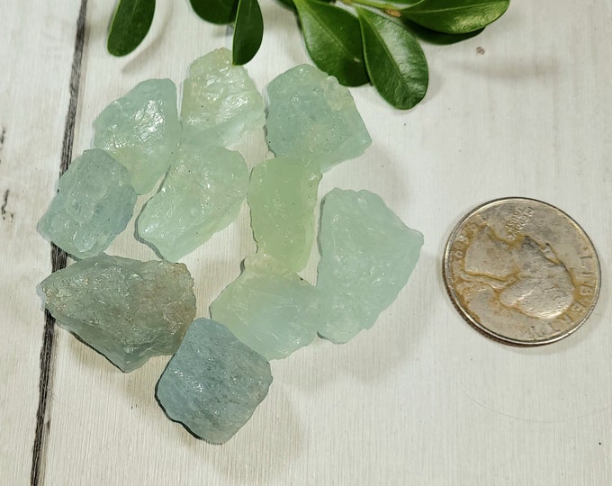 Natural Raw Aquamarine 185ct 10 Stone Lot Wire Wrapping, Weaving, Rings or Pendant AS02 Mixed Sizes & Shapes