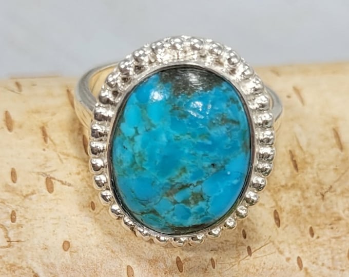 Kingman Turquoise Ring, Turquoise Ring, Arizona Turquoise .925 Sterling Silver Ring Size 6 1/2 Gift for Her, Boho Ring, Statement Ring DF
