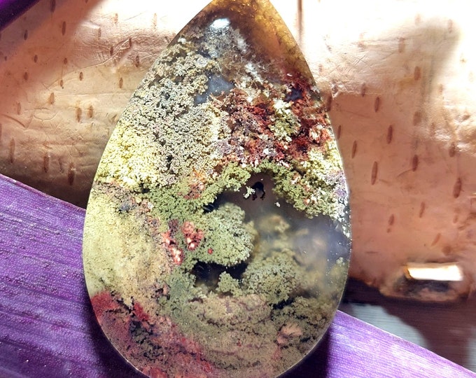 Moss Agate Cabochon, Scenic Moss Agate cabochon, Moss Agate Cabs, Moss Agate Scenic Cabochons, Green and Brown Moss Agate Cabochons GA14