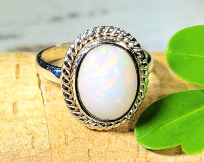 Ethiopian Opal Ring, Ethiopian Opal Sterling Silver Ring, Multi Color Opal Ring, Statement Ring, Handmade Ring, Gift for Her, FK Size 5.75