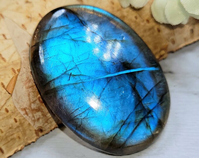 Blue Flash Labradorite Cabochon,Labradorite Oval Cabochon 55ct, Labradorite Cabochon,  Wire Wrapping, Weaving, Pendant, Collector DE24