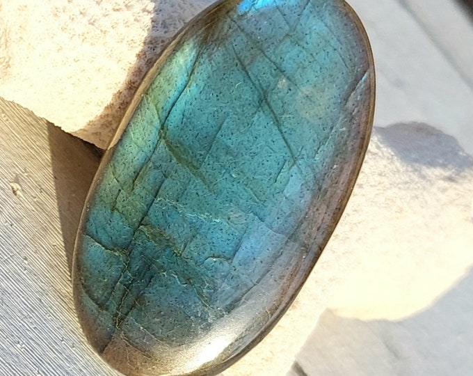 Blue Flash Labradorite Oval Cabochon: 22mm x 39mm Gemstone