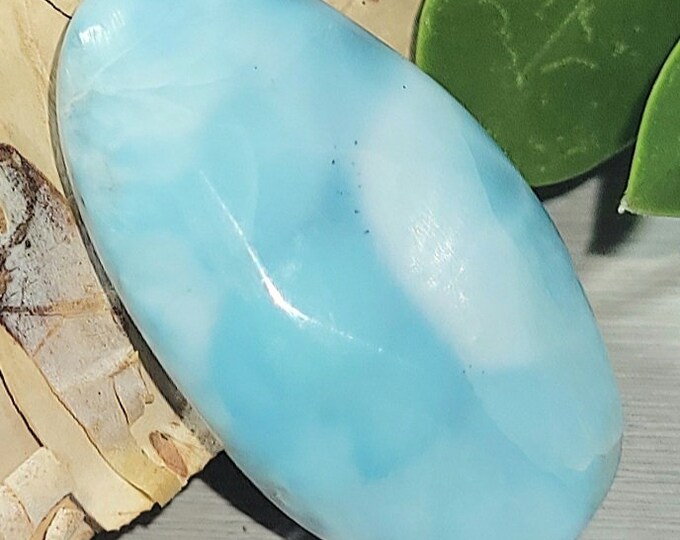Natural Dominican Larimar Oval Cabochon 20ct 4 Grams 22mm x 12mm Wire Wrapping, Weaving, Pendant ET30