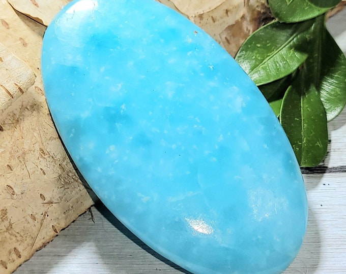 Natural High Grade Hemimorphite Oval Cabochon 65ct 13 Grams 48mm x 27mm Wire Wrapping, Weaving or Pendant, Collector AE35