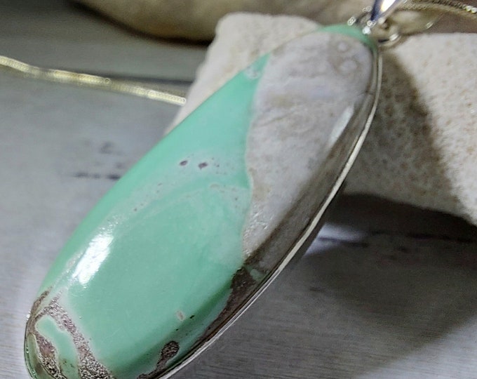 Natural Premium Variscite Pendant, .925 Sterling Silver Pendant, Statement Pendant, Boho Pendant, Quality Natural Stone, GN23
