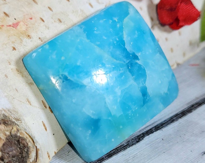 Natural High Grade Hemimorphite Cushion Cabochon 60ct 28mm x 25mm Wire Wrapping DA18
