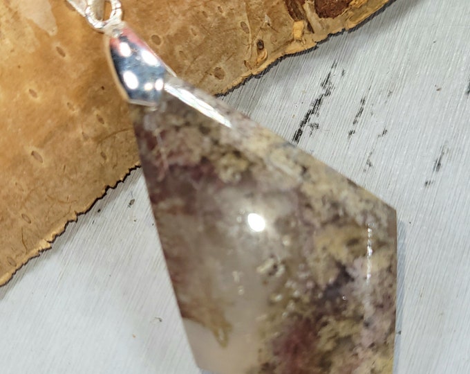 Moss Agate Pendant, Handmade Moss Agate Cabochon Sterling Silver Pendant, Solid Sterling Silver Bail, Gift for Her, Statement Pendant, FF05