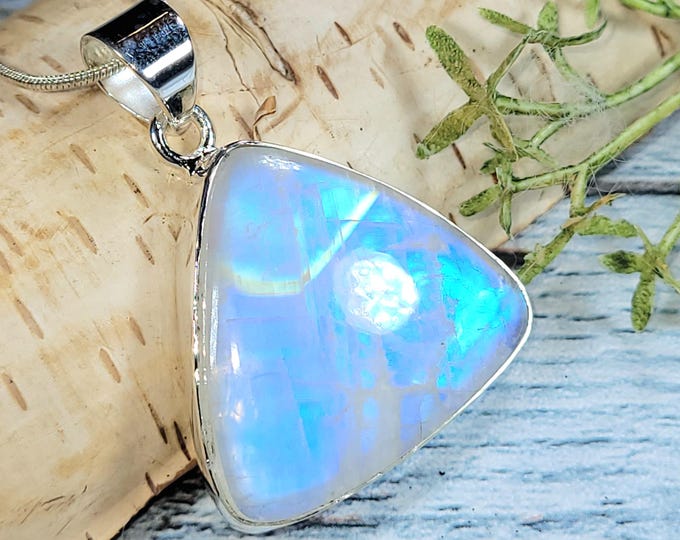 Moonstone Pendant, Moonstone Sterling Silver Pendant, Multi Flash Moonstone Pendant, Handmade Pendant, Statement Moonstone Pendant, JB16