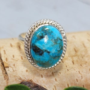 Kingman Turquoise Ring, Turquoise Ring, Arizona Turquoise .925 Sterling Silver Ring Size 6 1/4 Gift for Her, Boho Ring, Statement Ring DF
