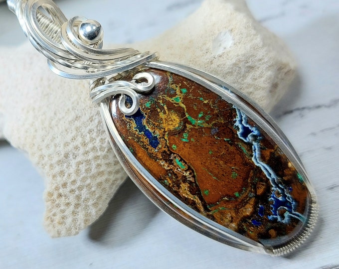Natural Zarinite Pendant, Wire Wrapped .925 Silver Pendant, Sterling Silver Wire Wrapped pendants, Handmade Stone Jewelry GG39