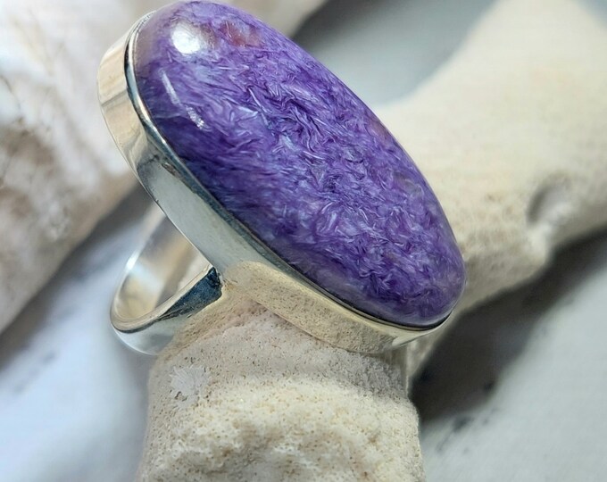 Charoite Ring,.925 Sterling Silver Charoite Ring, Size 5 Charoite Ring, Statement Ring, Size 5 Sterling Silver Ring, Gift for her GG