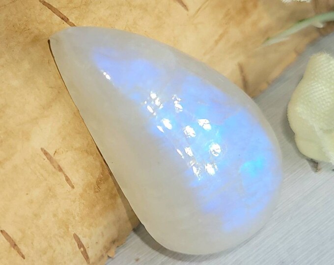 Natural AAA Multi Flash Rainbow Moonstone Freeform 20Ct Cabochon Wire Wrapping, Weaving, or Pendant 22mm x 12mm Gift for Her, Collector DB23