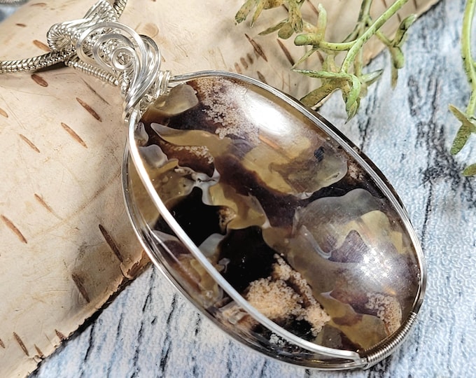 Handmade Indonesian Amber Sterling Silver Pendant: Wire Wrapped Heart