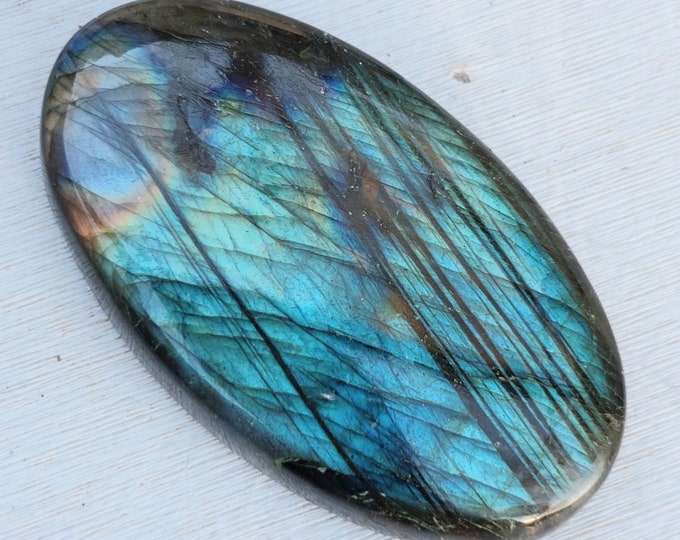 Blue Flash Labradorite Cabochon, Labradorite Oval Cabochon 65ct, Labradorite Cabochon, Wire Wrapping, Weaving, Pendant, Collector GB09