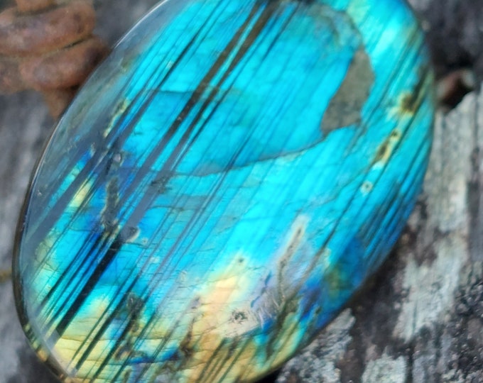 Blue Flash Labradorite Cabochon: Oval Gemstone for Wire Wrapping