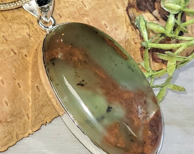 Aquaprase Pendant, Aqua Chalcedony Sterling Silver Pendant, Aquaprase Sterling Silver Pendant. Handmade Pendant, Gift for Her, GR04