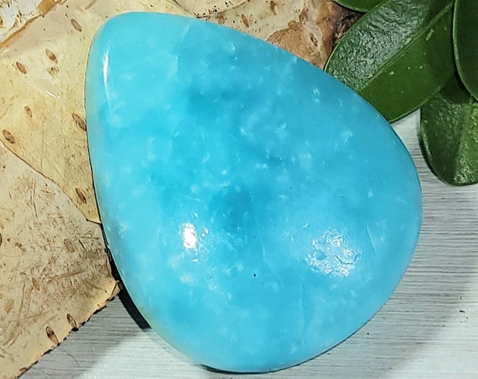 Natural Best Grade Hemimorphite Pear Cabochon 35ct 7 Grams 29mm x 23mm Wire Wrapping, Weaving or Pendant, Collector AF01