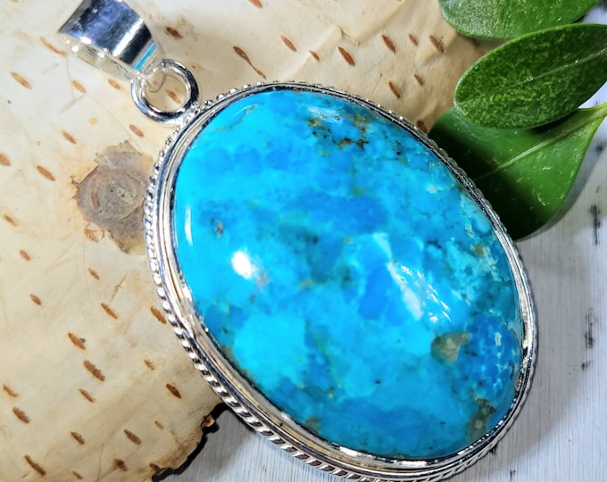 Turquoise Pendant, Kingman Turquoise Sterling Silver Pendant, Arizona Kingman Turquoise  Pendant, Gift for Her, Statement Pendant DN01