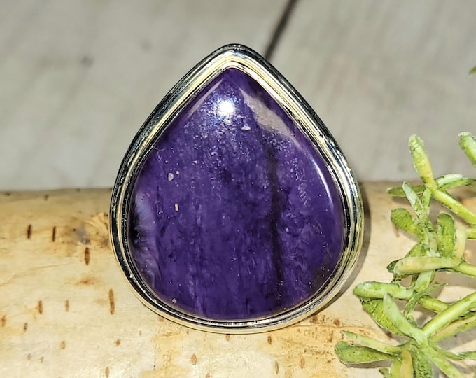 Charoite Ring, Sterling Silver Charoite Ring Size 8, Handmade Charoite Ring, Charoite Statement Ring, Gift for Her, AAA Charoite Ring, HJ