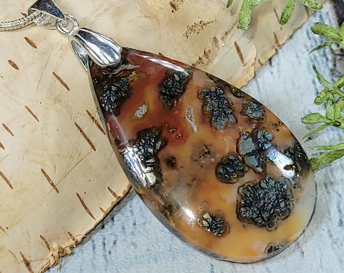 Red Marcasite Pendant, Red Marcasite Sterling Silver Pendant, Pear Marcasite Pendant, Handmade Pendant, Statement Pendant, HS21,