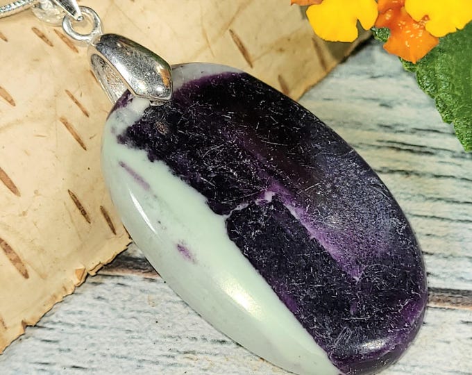 Handmade Kammererite Sterling Silver Pendant: Oval Cabochon Statement Jewelry JH19