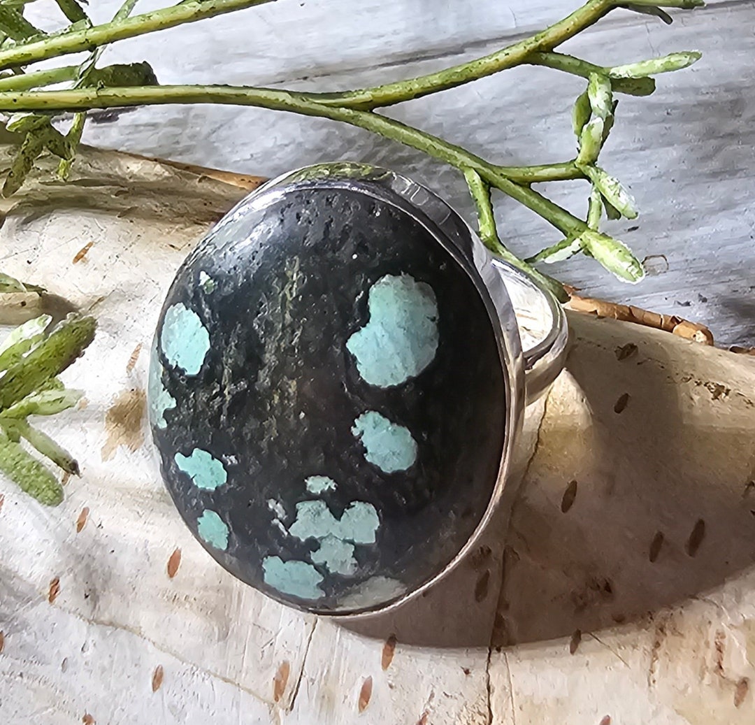 Tibetan Turquoise Sterling Silver Ring: Handmade Boho Statement Ring ...