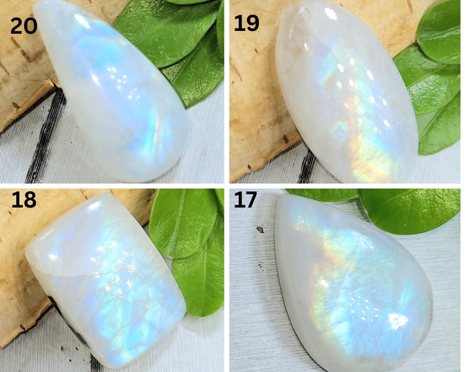 Moonstone Cabochons, Rainbow Moonstone, Blue Flash Moonstone Cabochons, Cabochons for Wire Wrapping, Moonstone Cabs B-17-20.