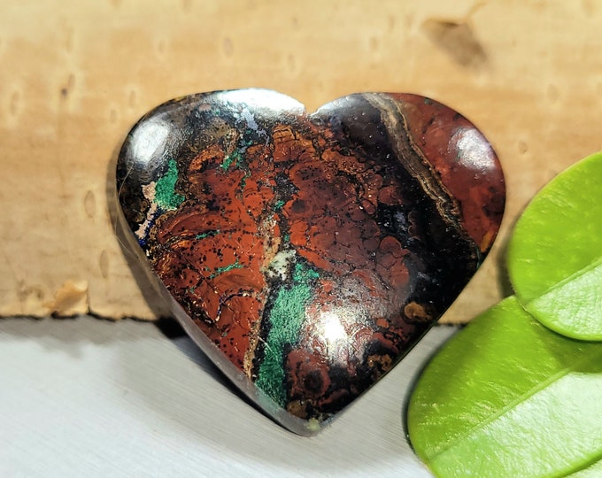 Zarinite Heart Cabochon, Rare Zarinite Heart Cabochon, Premium Grade Zarinite Heart 33.50ct Cabochon, Wire Wrapping, Pendant, DU33
