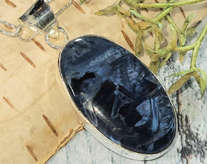 Handmade Pietersite Sterling Silver Pendant: Natural Gemstone Statement Jewelry