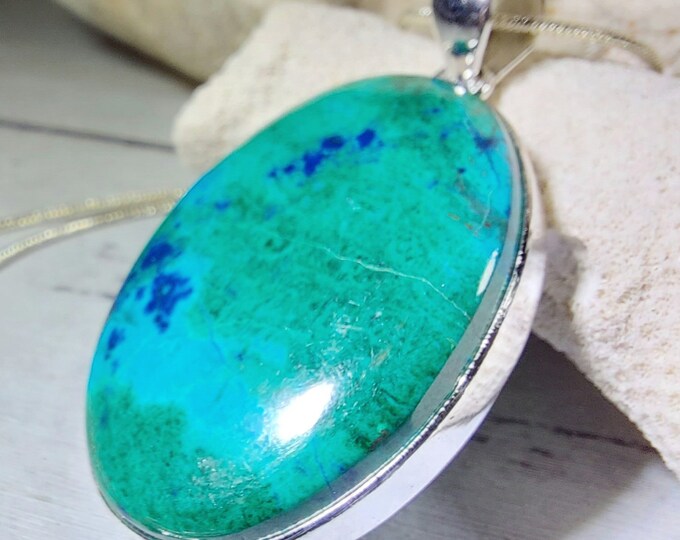 Natural High Quality Shattuckite .925 Sterling Silver Pendant Shattuckite in Sterling Pendant GL20