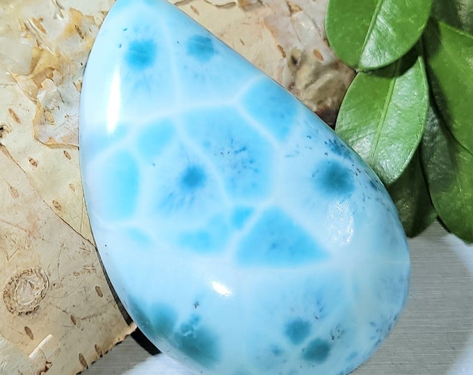 Natural AAA Dominican Larimar Freeform Cabochon 105ct 21 Grams 43mm x 27mm x 10mm Thick "Use for Wire Wrapping, Weaving, Pendant" EP51